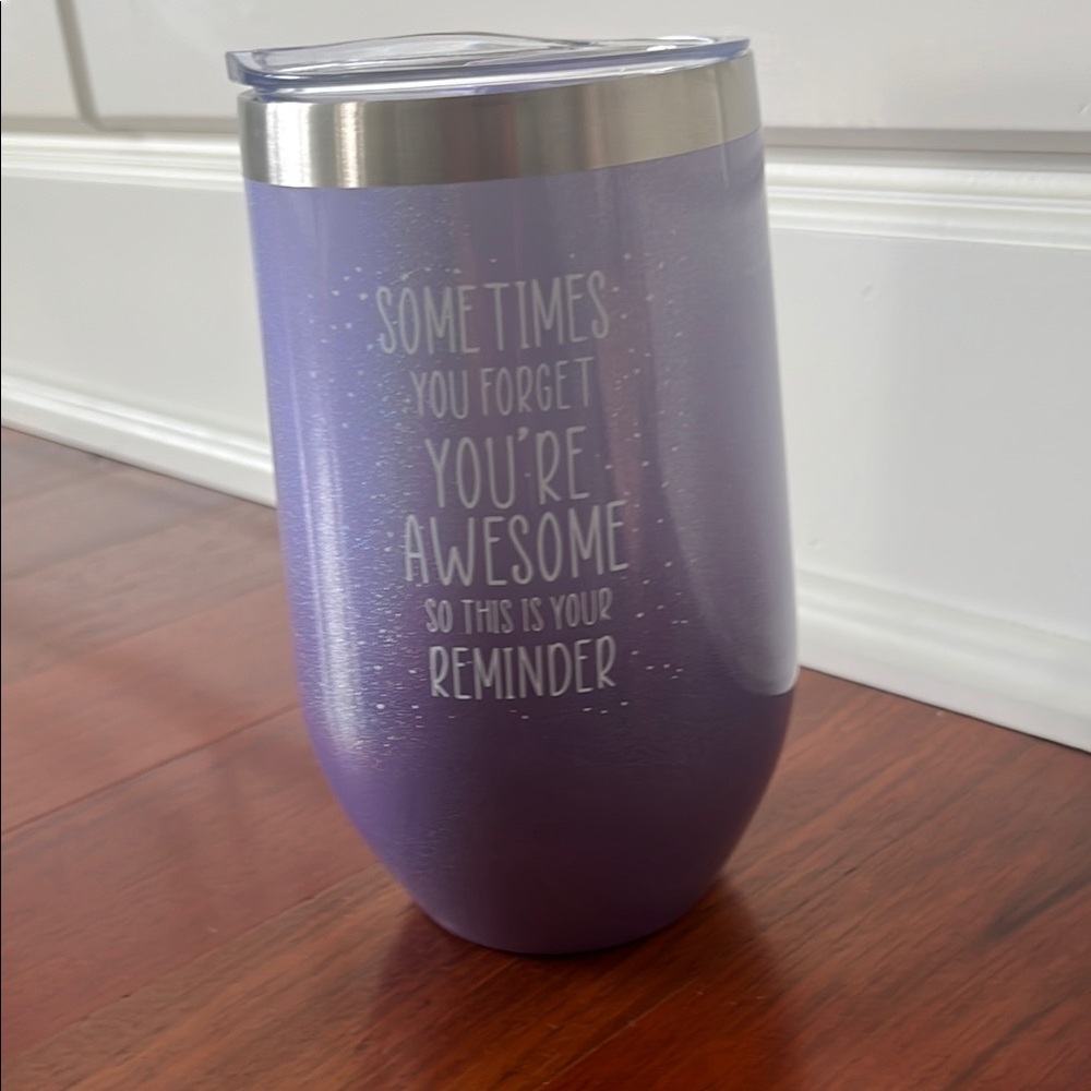 16 oz Purple Insulated Tumbler with Inspirational Quote